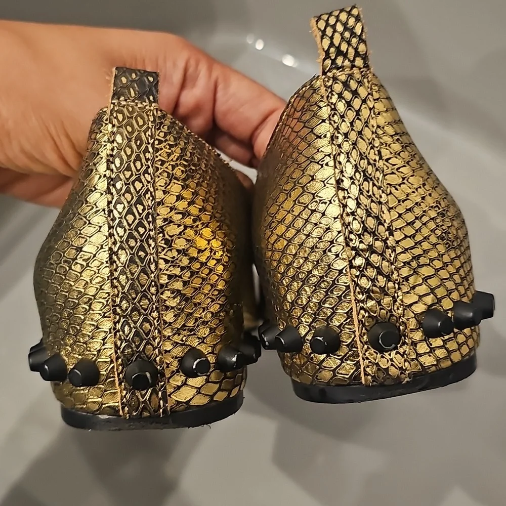 Jeffrey Campbell Metallic Gold Leather Loafers